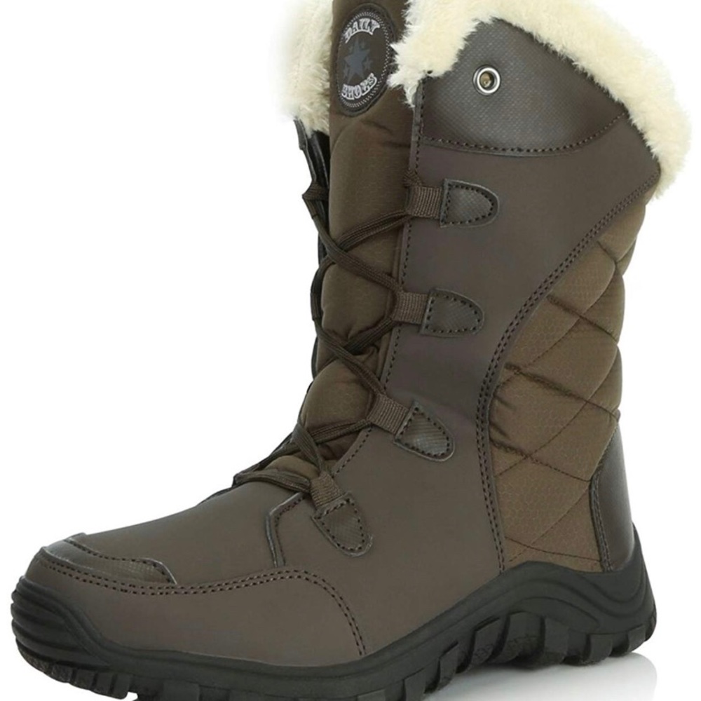 Brown winter hiking boots